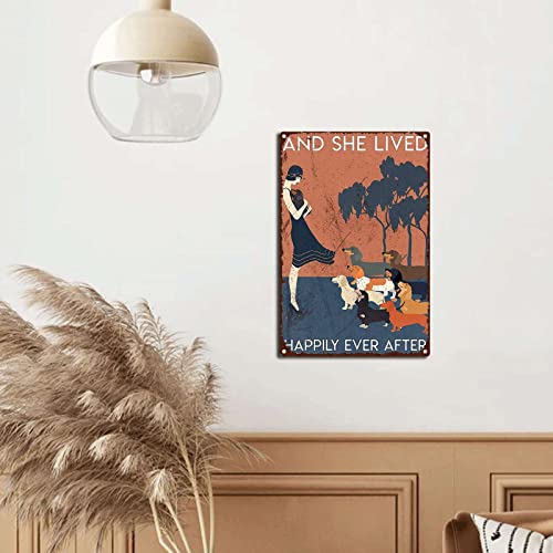 YNRBGDFR Vintage Tin Sign Dachshund Dog Lover and She Lived Happily Ever After The Kitchen Sign Retro Funny Decorative Iron Picture 8x12inch-Tin Sign - Image 4