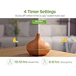 InnoGear Aromatherapy Diffuser & 10 Essential Oils Set, 400ml Diffuser Ultrasonic Diffuser Cool Mist Humidifier with 4 Timers 7 Colors Light Waterless Auto Off for Large Room Office, Yellow Wood Grain - Image 4