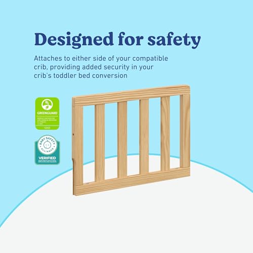 Image of Storkcraft & Graco Toddler Safety Guardrail with Slats (Natural) - GREENGUARD Gold Certified, Converts Compatible Storkcraft & Graco Crib to Toddler Bed, Each Guardrail Sold Individually