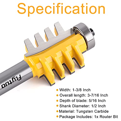 Flytuo Reversible Finger Glue Joint Router Bit 1/2 Shank, Bearing Finger Woodworking Joint Router Bit Set For For Diy Door Table Cabinet Shelve Furniture #TOP2
