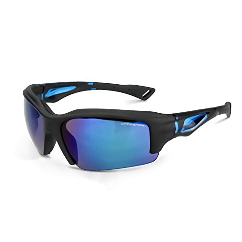 Crossfire Eyewear 25228 Alpine Safety Glasses with Black Matte Frame and Blue Mirror Lens