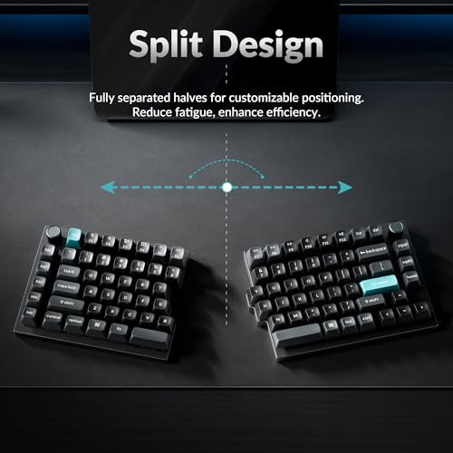 Image of Keychron Q11 Ultra 8K Polling Rate Wireless & Wired Split Ergonomic Mechanical Keyboard, Open-Source 75% Layout Dual Knobs, Aluminum Hot-Swappable RGB Brown Switch for Mac Windows Linux