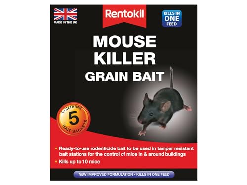 Rentokil PSM21 Mouse Killer Grain Bait, Black, 3.5 x 10.5 x 12.5 cm