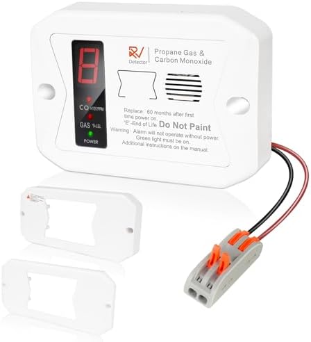 Tadeto RV Carbon Monoxide and Propane Gas Alarm, 12V DC Hardwired CO