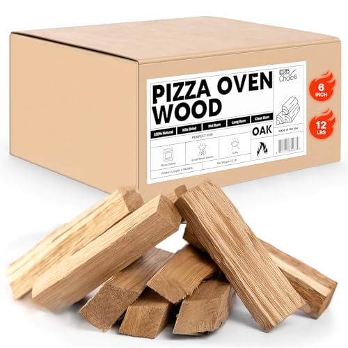 W&E Choice Pizza Oven Wood 6 Inch Mini Logs, 12 lbs Box, Kiln Dried Oak Firewood for Pizza Ovens, Ooni and Gozney, Solo Stove, Long-Lasting Burn for BBQ, Grills and Smokers, Product of USA