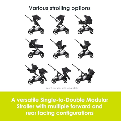 Baby Trend Morph Single to Double Modular Stroller, Dash Black - image 3