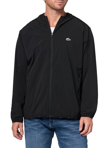 Lacoste Men's Fashion Zipped Hoodie, Black, Large