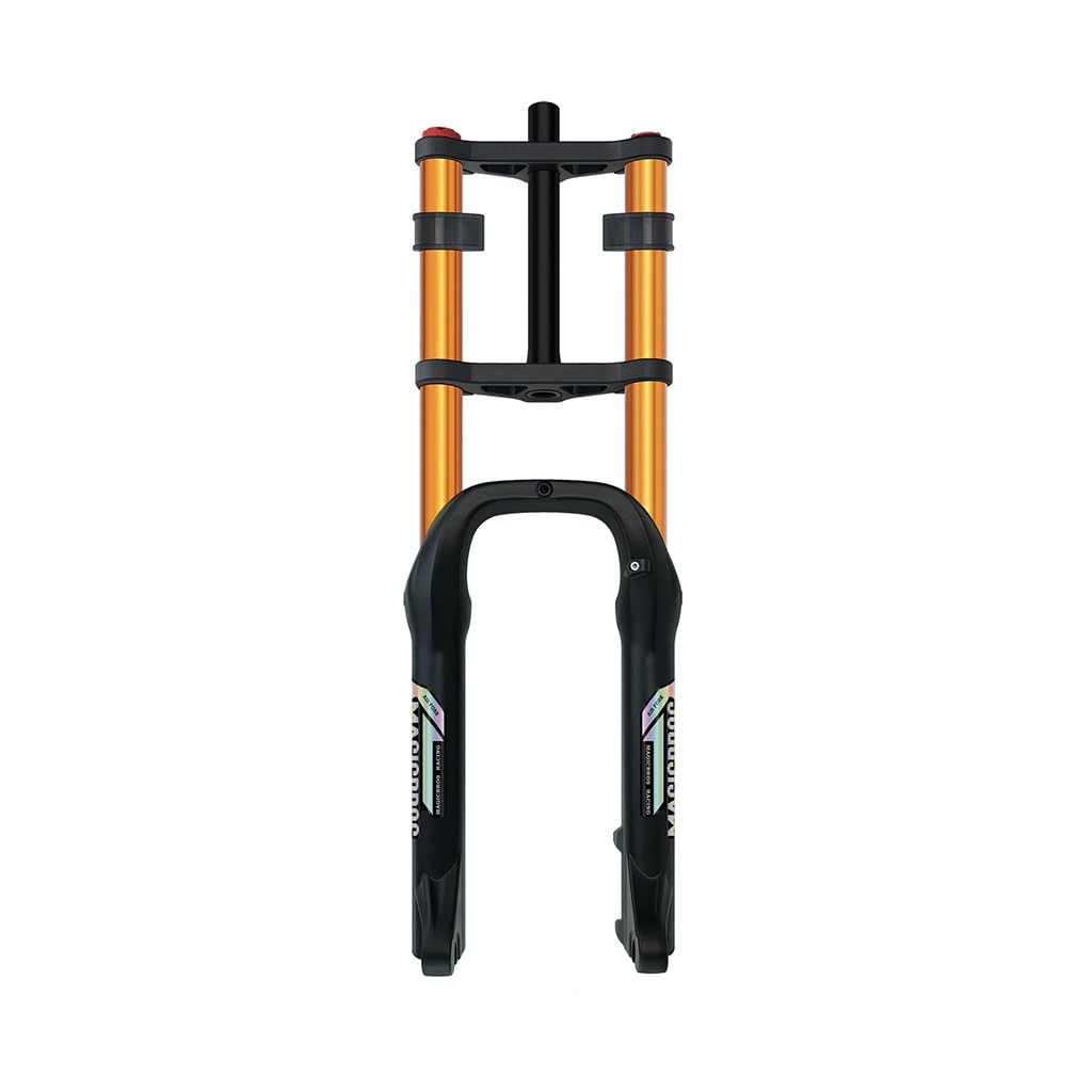 WIQUYBML 20/26 Inch Fat Bike Air Suspension Fork 4.0 Tire Mountain ForkTravel 190mm 1-1/8" Straight Snow/beach/electric Front 9 * 135mm QR Damping Adjust(Gold B,26in)