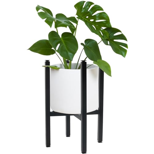 MOUYAT Plant Stand Indoor, Adjustable Metal Plant Stand, Black Flower Pot Holder for 24-36cm Plant Pot Use