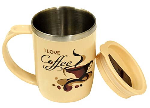 Image of Kuber Industries Insulated BPA Free Plastic Coffee Mug with Lid (Coffee)
