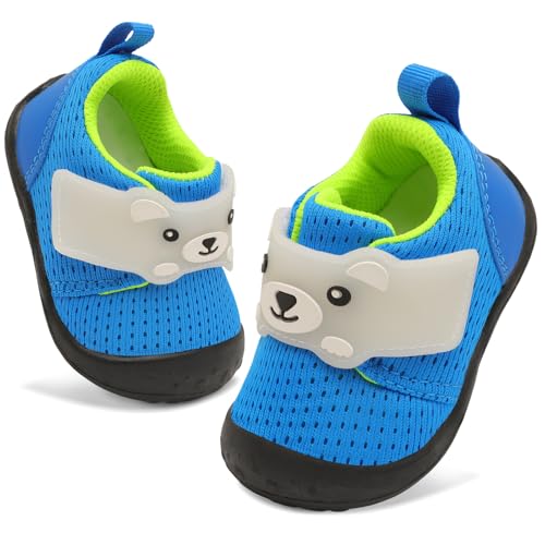 Image of FEETCITY Baby Walking Shoes Wide Baby Shoes Boys Girls Infant Sneakers Crib Shoes Breathable Toddler Barefoot Shoes Slip On Shoes