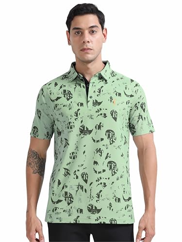 Image of STELLERS Men's Printed Polo T-Shirt | Regular Fit| Feather Touch Feel | Odour Resistant | Wrinkle Free | Stretchable | Anti-Static