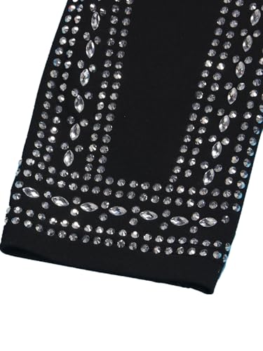 Image of PORRCEY Women's Sexy Rhinestone Lace Sheer Mesh Formal Evening Dress