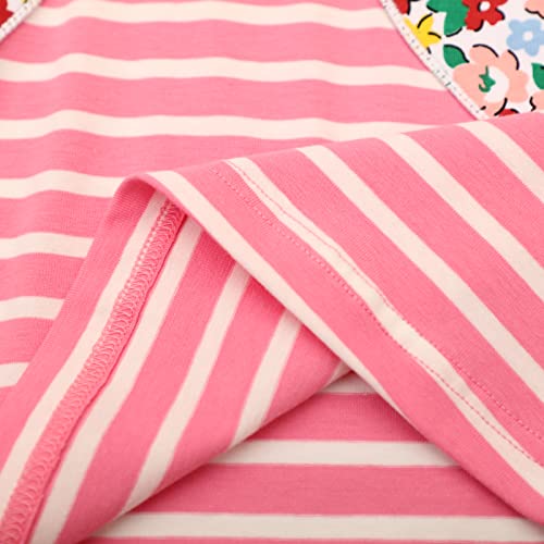 Image of HILEELANG Toddler Girls Short Sleeve Dress Easter Cotton Casual Summer Appliques Shirt Jersey Dresses