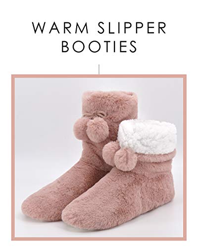 Image of DICUIRD Womens Thick & Warm Slipper Socks with Grippers - Christmas House Slippers