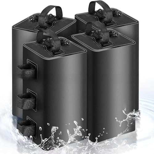 テント 重り 4個セット 注水式 PVC ウエイトバッグ ウエイト タープ 重り タープテント用重り 重し袋 水入れ 固定 (ブラック*4,10L)