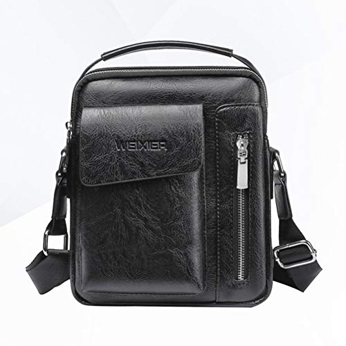 Bolsa de ombro masculina de couro PU resistente ao desgaste com zíper Bolsa transversal para negócio