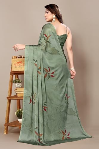 Image of MIRCHI FASHION Saree for Woman Chiffon Floral Printed | Lightweight All-Day Comfortable Women's Sari with Unstitched Blouse Piece (Available in 30 Colors)
