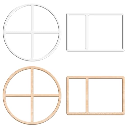 INFUNLY 2PCS Rectangle and Round Valet Tray Router Templates - Clear Acrylic Woodworking Coaster Template With 2 and 4 Pockets