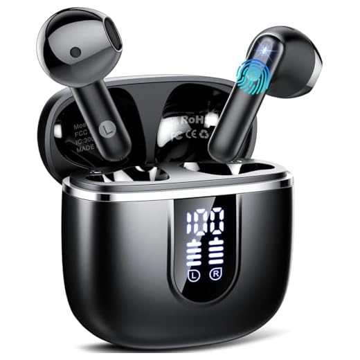 Wireless Earbuds, Bluetooth 5.4 Headphones with 3D Bass Stereo Sound, 40H In-Ear Buds with 4 ENC Noise Cancelling Mic, Ultralight Bluetooth Earbuds USB-C LED, IP7 Waterproof Earphones for Android iOS