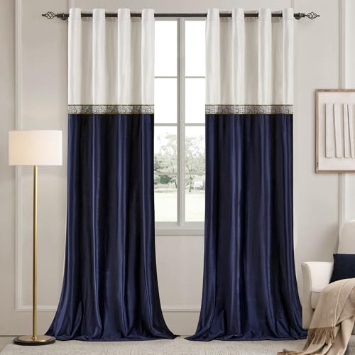 GIGIZAZA Vintage Velvet Curtains for Living Room 84 Inches Long