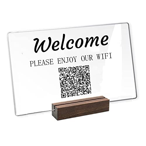 Panneau de code QR Wifi en acrylique personnalisé avec support pour chambre d'amis – Panneau de mot de passe Wi-Fi personnalisé pour maison, hôtel,...