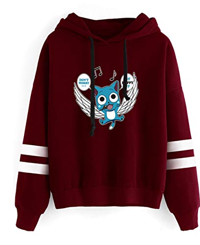 HAOSHENG Femme Homme Sweats à Capuche Fairy Tail Hooded Unisex Version Classique Pull Rayé Manches Longues Sweat-Shirts(M)