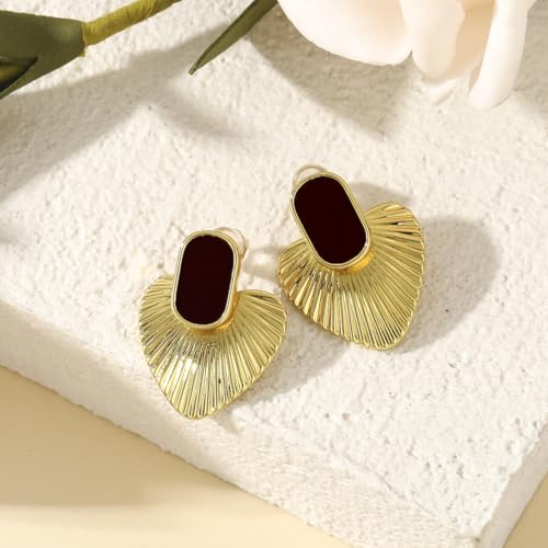 24K Gold Plated Heart Earrings, S295 Silver Needle Heart-Shaped Pendant hypoallergenic3