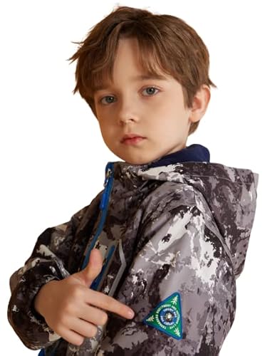 Mgeoy Boys Rain Jacket Lightweight Waterproof Hooded Raincoats Windbreakers For Kids Blue 7/8 #TOP2