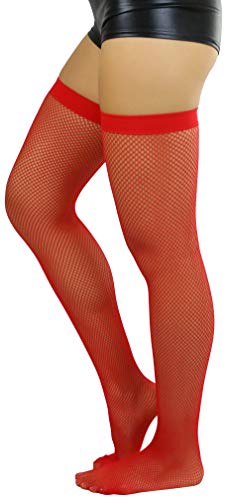 Image of ToBeInStyle Women's Fine Classic Fishnet Thigh High Stretch Nylon Novelty Stockings