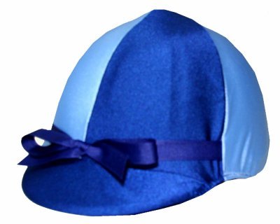 Equestrian Riding Helmet Cover - Navy and Light Blue