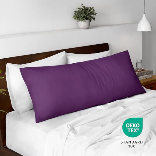 Image of Bare Home Microfiber Body Pillow Cover - Ultra Soft - Cooling Pillowcase - Double Brushed - Pillowcase with Zipper Closure - Easy Care (21''x54'' Body Pillow Cover, Plum)