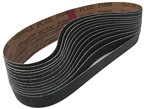 1X30 in Sanding Belts 12 Packs of Industrial Silicon Carbide Abrasive Ideal Knife Sharpening Fits 1X30 inch Belt Sanders (1000 Grit)