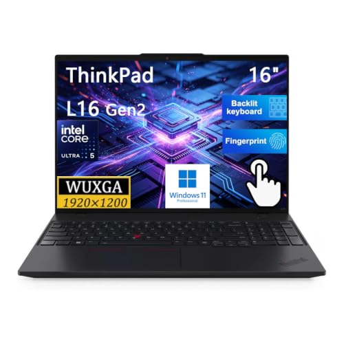 Image of Lenovo ThinkPad L16 Gen2 16 inch FHD+ Business Laptop, Intel Ultra 5 225U | Lenovo 16in Touchscreen Business Notebook, 64GB DDR5, 4TB SSD, Windows 11 Pro, Fingerprint, Backlit, RJ-45 Ethernet, Black