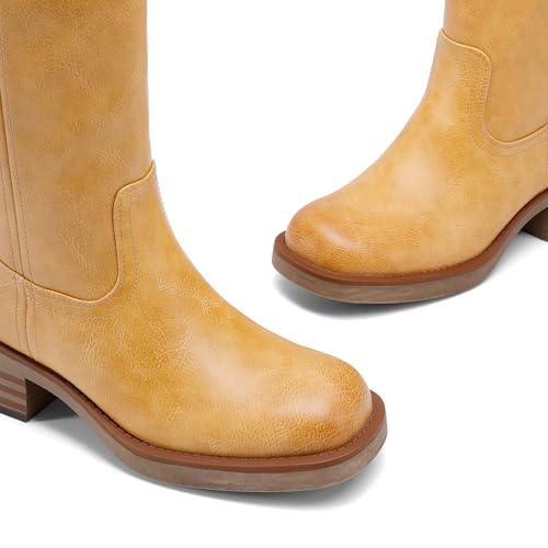 Image of DREAM PAIRS Women's Square Toe Platform Chunky Block Heel Knee High Riding Boots