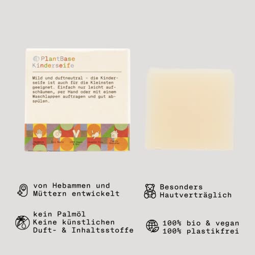 Kinderseife PlantBase Bio für empfindliche Haut, vegan, 100 g, made in Germany