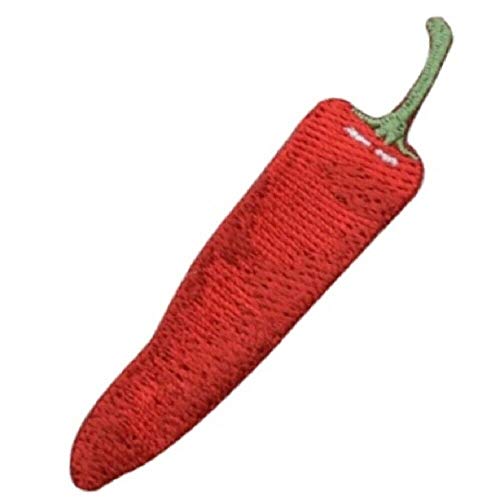 Chili Pepper Iron on Applique Patch - Spicy Food Badge 2.5" - for Hats, Shirts, Shoes, Jeans, Bags, Sewing Decorating DIY Craft
