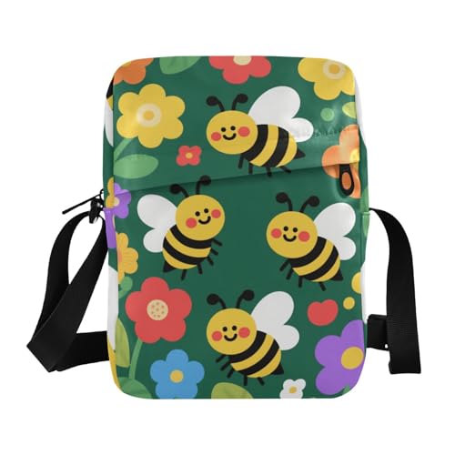 Lovely Safari Bee Flower messenger bag Shoulder Crossover Bag Womens Fashion Purses Adjustable Strap for Shopping Outdoor Daily
