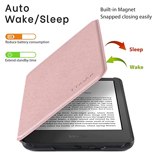 Image of CoBak Case for All New 6 Inch E-Reader 2024 and 2022 (11 Generation) - PU Leather Smart Cover, Auto Sleep and Wake,Rosegold