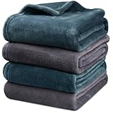 Onarway Dog Blanket Washable for Puppy: 4 Packs Dog Blankets 40”x28” - Fluffy Soft Small Throw for Cat Puppy Kitten Dogs - Fleece Pet Blankets for Bed Sofa Car and Indoor - Lake Green and Purple