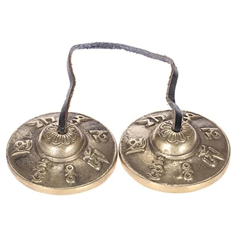 Sasuori Handcrafted Tibetan Meditation 2.6in/6.5cm Tingsha Cymbal Bell with Buddhist Symbols Cover