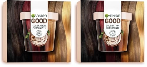 GARNIER GOOD Coloración Permanente Premium Starter Kit, Color Brillante 8 Semanas, 100% Cobertura de Canas, 90% Origen Natural, Sin Amoniaco, Vegano, Cruelty Free, 4.15 Castaño Marrón Glacé