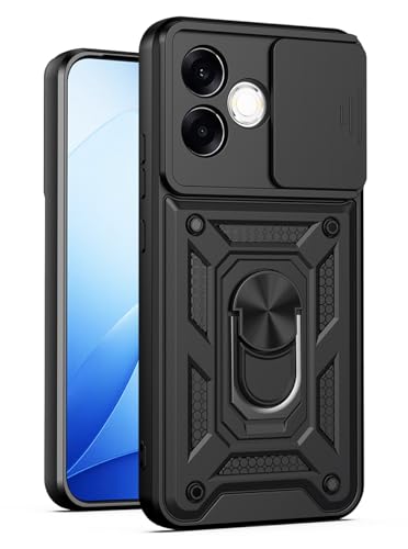 Image of Tough Armor Bumper Back Cover Case for Oppo F33 Pro 5G | Sliding Camera Cover, Kickstand & Ring Holder 360 Degree Protection Back Cover Case for Oppo F33 Pro 5G - Black