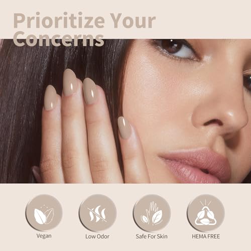 Image of CANNI Nude Gel Nail Polish, 1Pcs Nude Gel Polish Light Brown Color Nail Polish High Gloss Soak Off U V Nail Manicure Salon DIY