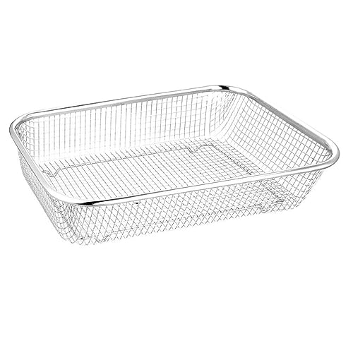 Luxshiny Stainless Steel Colander Strainer, Rectangular Strainer Basket Fruit Strainer Vegetable Fruit Colander Mesh Oil Basket French Fries Holder