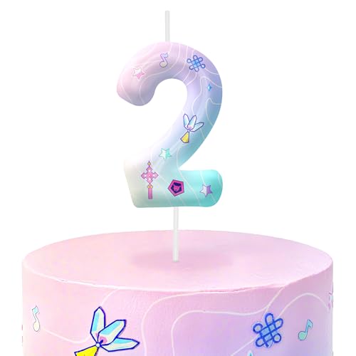 Image of Pink Number 2 Birthday Candles, Cartoon Themed Cake Toppers for Boys Girls Cake Decorations, Birthday Decorations Party Supplies, Number Candles for Party Decor