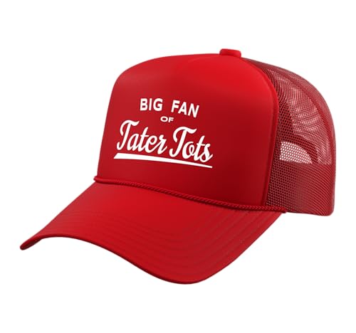 Big Fan of Tater Tots - Tater Tot Lover Trucker Hat with Adjustable Mesh Back, Red