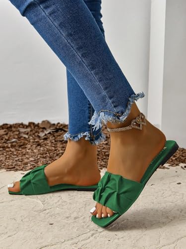 Image of GORGLITTER Women's Summer Cute Flat Sandals Dress Slide Sandals Square Toe Wedding Shoes Vacation Trendy Sandals 2026