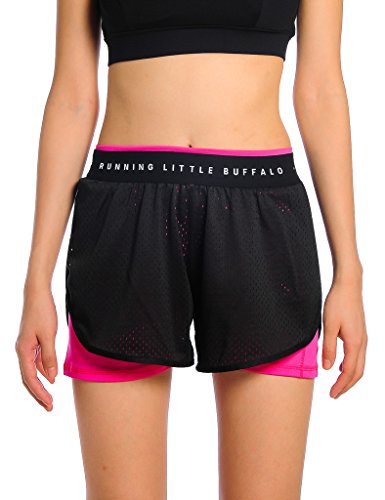 JIMMY DESIGN Damen Fitness Shorts Sommer Schwarz + Rosa - S