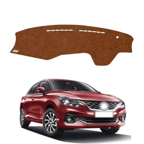 Image of Car Dashboard Cover Compatible with Maruti Suzuki Baleno 2023 to 2025 Dustproof, UV Resistant | All-Weather Protection | Custom Fit Car Accessories (Brown)